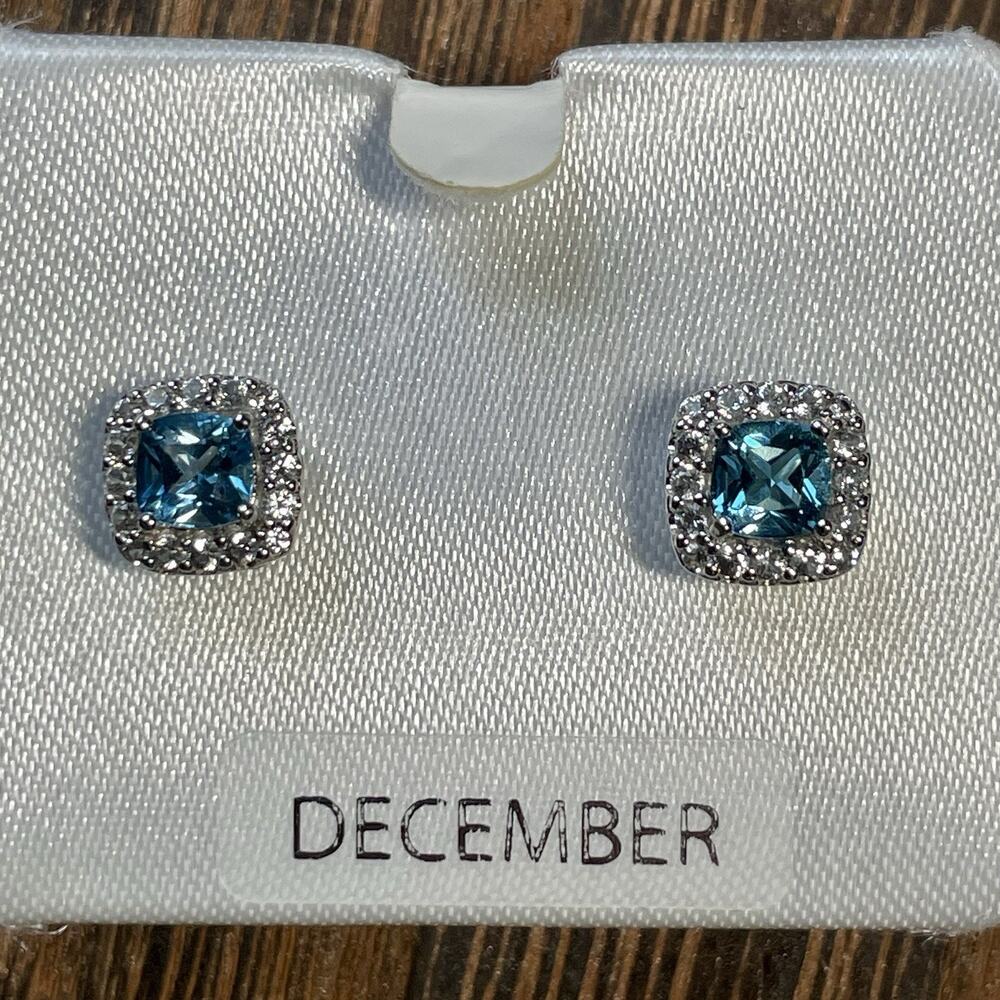 Zales Blue Topaz Halo Earrings